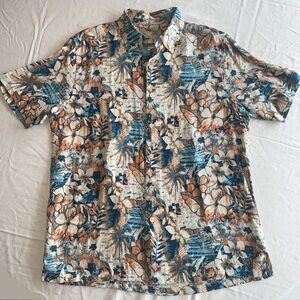 Jimmy Buffet Margaritaville Men's Hawaiian Shirt - Blue & Orange-Cruise Resort